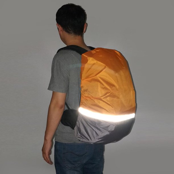 Mochila reflectante impermeable para correr o en bicicleta, mochila para acampar, funda para lluvia naranja