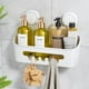 thumbnail image 1 of LEVERLOC Organizador de ducha con ventosa, organizador de ducha, estante de baño extraíble, succión de almacenamiento, potente soporte máximo de 22 libras, soporte impermeable, color blanco, 1 of 5