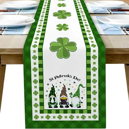 

Buffalo Plaid Gnome Table Runner 13x72 Inch St. Patricks Day Kitchen Dinning Table Decoration for Indoor Outdoor Birthday Home Party Decor