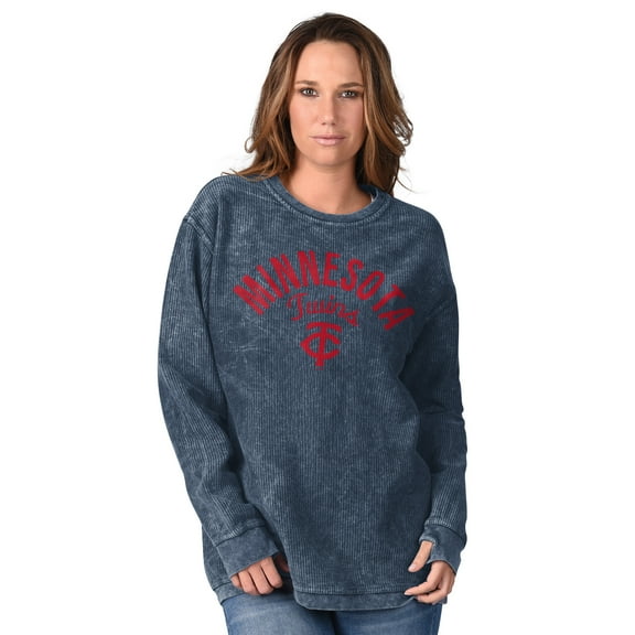 Women's G-III 4Her by Carl Banks Navy Minnesota Twins Comfy Cord Pullover Sweatshirt