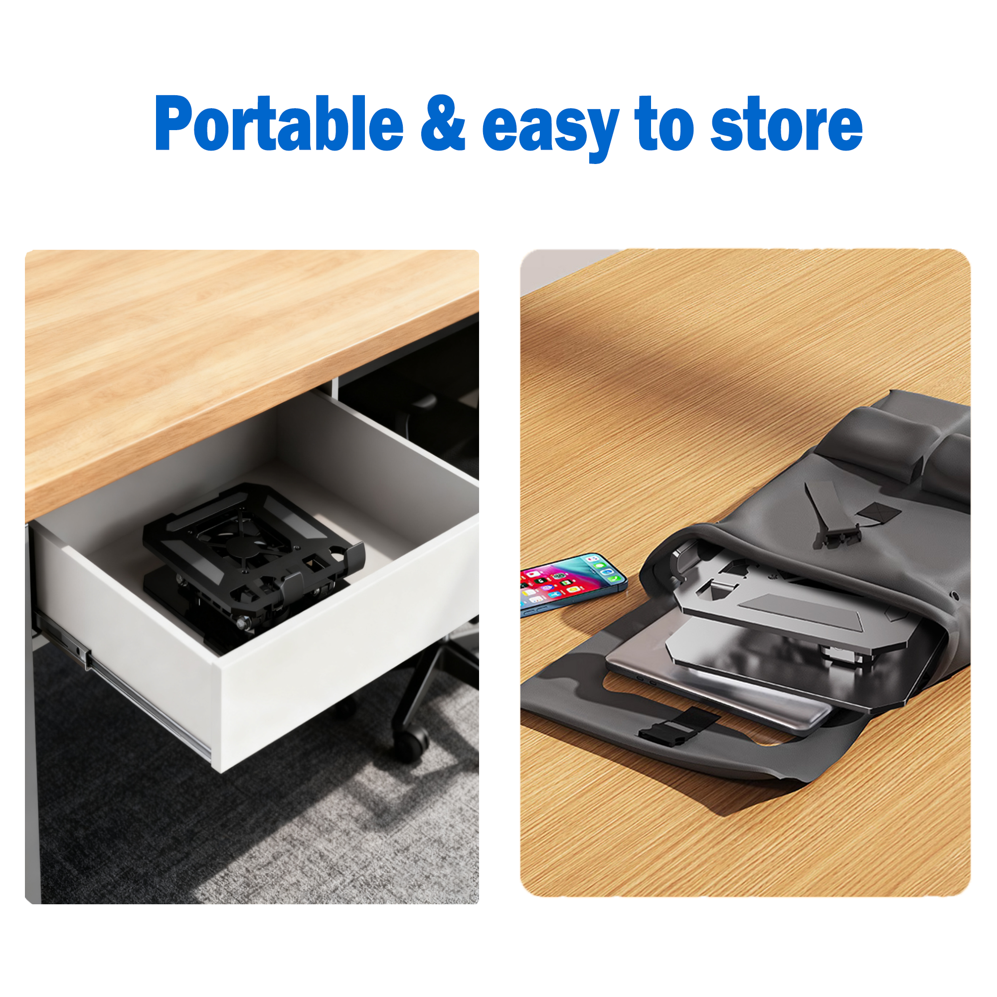 TIKBBRMG Tablet Stand for Desk with Quiet Cooling Fan, Adjustable Universal Tablet Holder with Multi Angle Aluminium Alloy, 360° Swivel Base, Black