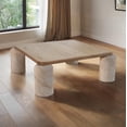 thumbnail image 2 of Meridian Furniture Ferrara Beige Genuine Marble and Solid Oak Wood Coffee Table, 2 of 9