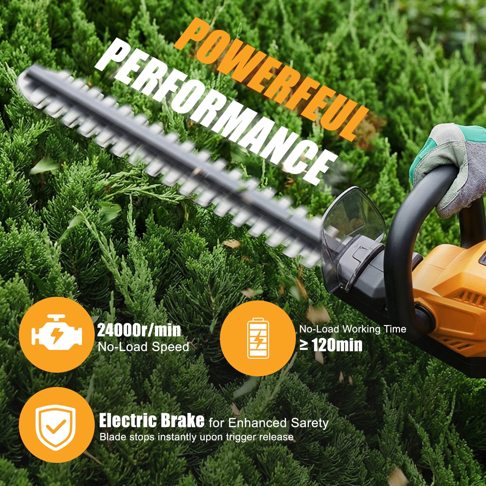 CATGOOD 22" Cordless Hedge Trimmer, with 1000W 24000RPM Motor, 65Mn Steel Blade, 180° Adjustable Head, 2x 4000mAh Batteries 120Min Runtime, Lightweight with Safety Lock for Garden Yard