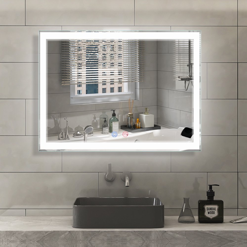 Aquaterior 32"x24" Rectangle LED Bathroom Mirror with Anti Fog Dimmable