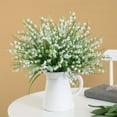 thumbnail image 1 of Flores artificiales de imitación de hierba primaveral del valle, ramo de plástico en maceta para interior, pequeño jarrón, arreglo floral, decoración, flores de boda, regalos verdes, lirio artificial, 1 of 9
