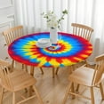 thumbnail image 3 of Colorful Tie Dye Mandala Pattern Round Fitted Tablecloth with Elastic Edge,Dining Table Cover Waterproof,Outdoor Round Tablecloth for Camping,Dining,Indoor and Outdoor, 3 of 7
