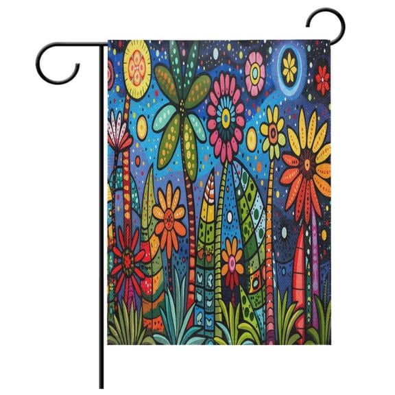 Ryvnso Retro Flowers Pattern Garden Flag 12x18 Inch Double Sided Seasonal Yard Decoration