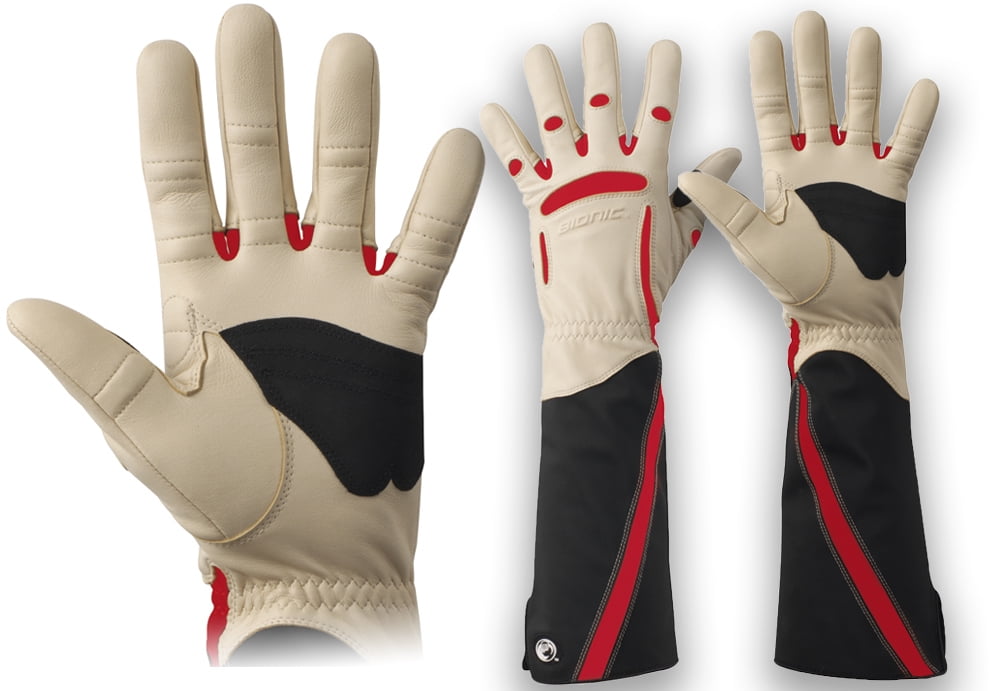 Bionic Gloves Women's Long Cuff Rose Gardening Gloves, Tan, Medium