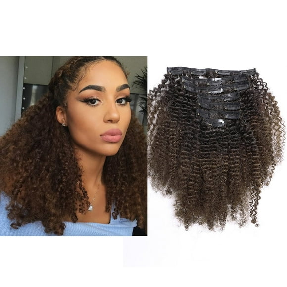 Extensions de Cheveux Humains Remy à Clip en LacerHair Bouclé Afro Crépus Bouclé Clip ins 4B 4C 100 % Naturelles Extensions de Cheveux Noirs pour Femmes Noires avec 17 Clips 120 g Fu