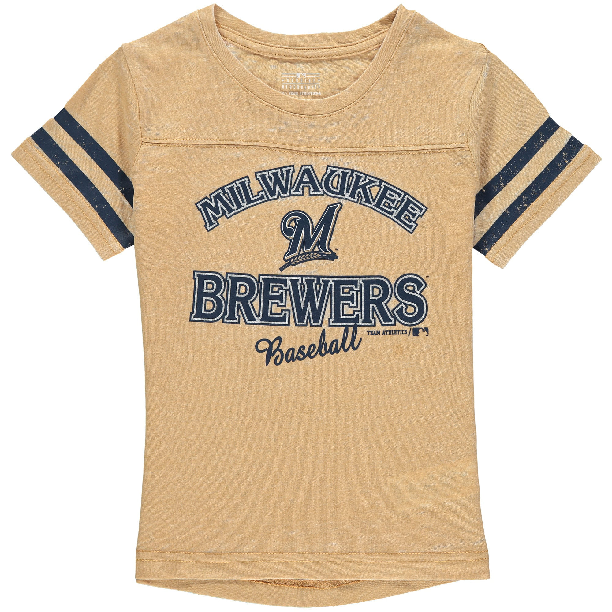 Milwaukee Brewers Authentic Majestic T-Shirt Charcoal With White/Gold Lettering 