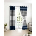 thumbnail image 4 of Fsddascl Navy Blue Grey Stripe Blackout Curtains for Bedroom/Living Room, Thermal Insulated Kitchen Curtains, Modern Art Horizontal Striped Grommet Darkening Window Treatment Drapes 27.5"x39"x2, 4 of 8