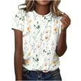 thumbnail image 2 of Jsaierl Tops for Women Short Sleeve Casual Elegant Shirts Round Neck Flowy Tunic Blouses Trendy Graphic T Shirts Top Plus Size S-5XL, 2 of 5