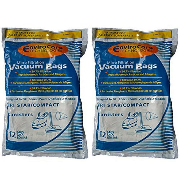 {24} Compact Tri-Star canister vacuum cleaner bags for C6, C8, C9, C80, CXL, EXL, A101 etc