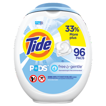 Tide PODS Free & Gentle Liquid Laundry Detergent Pacs, 96 (Best Smelling Tide Pods)