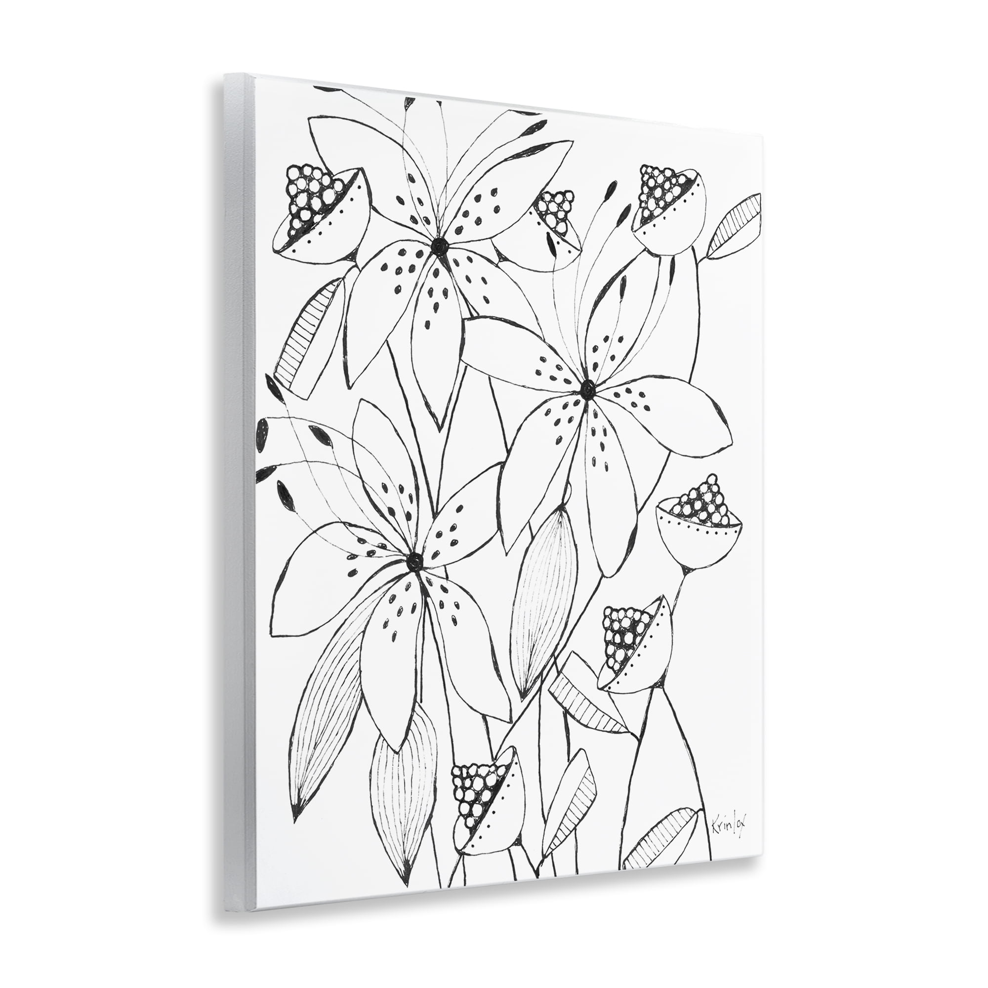 Stupell Industries Open Blooms Outline Wall Plaque Art, design by Krinlox