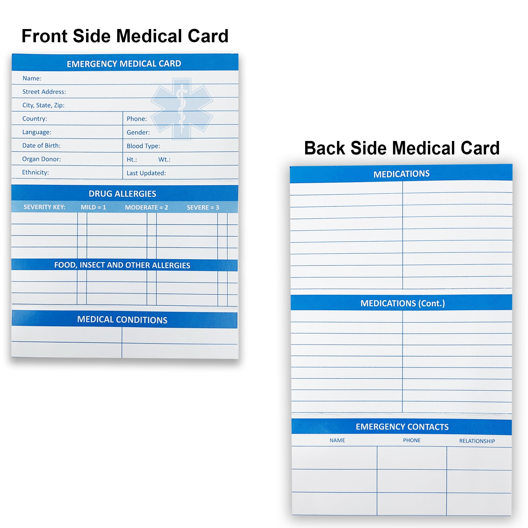 Performance IDs Emergency Medical Wallet Cards (4 Pack), Tri-Fold design with Tyvek Sleeves 3.5*2 inch Blue, White - Walmart.com performance-ids-emergency-medical-wallet-cards-4-pack-tri-fold-design-with-tyvek-sleeves-3-5-2-inch-blue-white-walmart-com