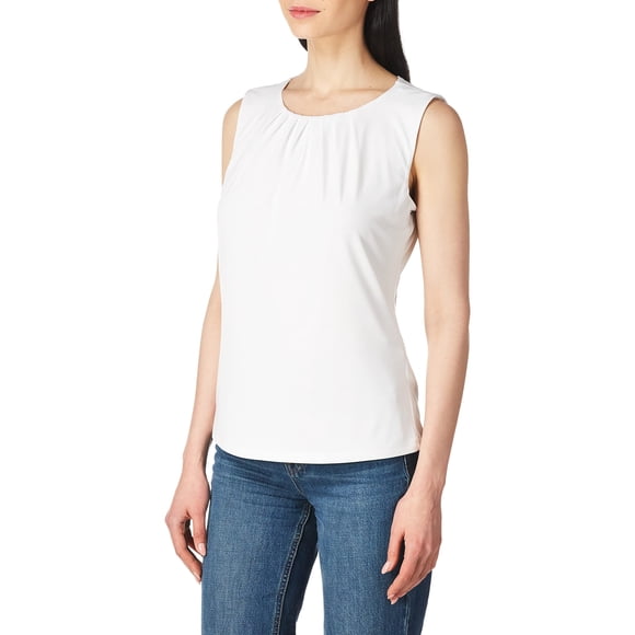 Calvin Klein Women's Solid Pleat Neck Sleeveless Cami, White, 6
