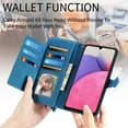 thumbnail image 3 of for Galaxy A05 Wallet Case, [Flower Embossed] Premium PU Leather Wallet Flip Protective Phone Case Cover with Card Slots and Stand with Wrist Strap for Samsung A05, Blue, 3 of 7