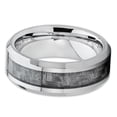 thumbnail image 2 of 8mm Polished Silver Tungsten Carbide Wedding Ring Gray Carbon Fiber Center Comfort Fit Band 10 (10), 2 of 3