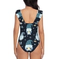 thumbnail image 6 of Yiaed Gnome and Snowflakes Print Women's Ruffled One Piece Swimsuit V Neck Swimwear Slimming Monokini for Woman-Medium, 6 of 8