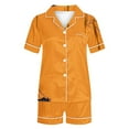 thumbnail image 5 of Yufatyle Women's Halloween Pajamas Set Collared Button Down Sleepwear Cute Ghost Spider Print Lounge Shorts Set Soft Homewear M, 5 of 5