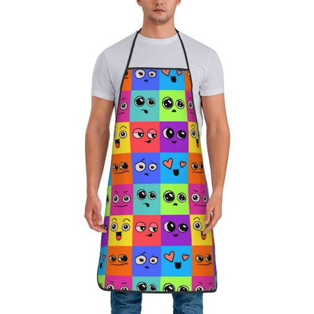 

Tideii Doodle Faces Emotions for Tie-up Apron Unisex Waterproof and Stain-Resistant Bib Apron for Kitchen Garden Painting