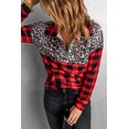 thumbnail image 4 of ABPHQTO Sudadera con cuello de cremallera y empalme de leopardo a cuadros de búfalo para mujer, 4 of 5