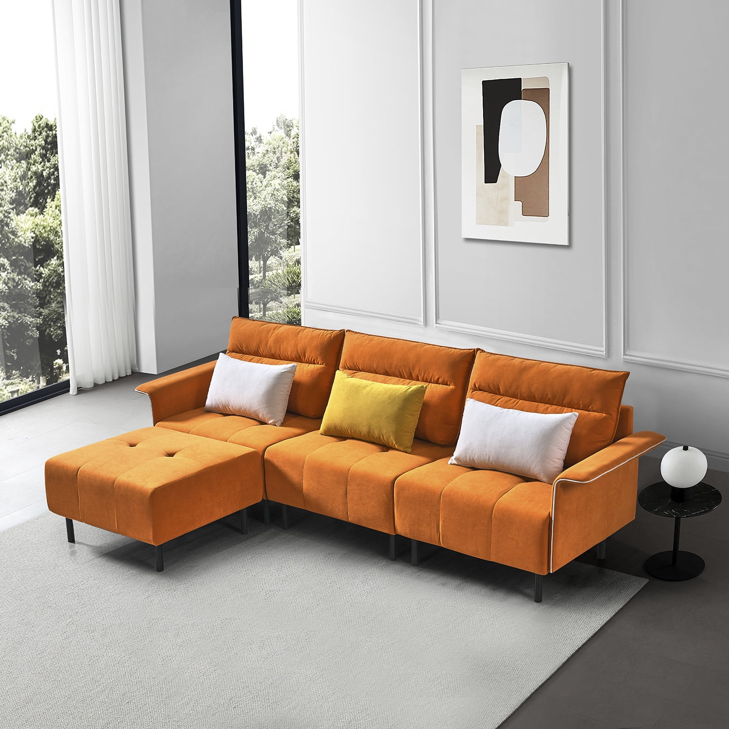 Kadyn 3-piece Modular Modern Living Room Sofa Sectional Furniture Set, Sectional Sofa for Home, Couches and Sofas for Apartment, Orange Kadyn 3-piece Modular Modern Living Room Sofa Sectional Furniture Set, Sectional Sofa for Home, Couches and Sofas for Apartment, Orange