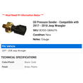 thumbnail image 2 of Oil Pressure Sender - Compatible with 2017 - 2018 Jeep Wrangler, 2 of 2