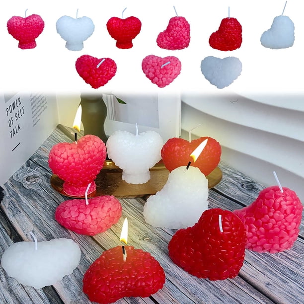 Fiudx Vela En Forma de Corazón para San Valentín, Aromaterapia con Diseño de Rosas, Aroma Relajante, Elegante Decoración para El Hogar, Idea de Regalo Versátil, Perfecta para Mujeres, Juego de 1 Piez