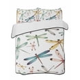 thumbnail image 2 of Quilts Twin Size, Dragonfly Soft Comforter Bedding Set for Bed, Watercolor Colorful Nature Painting Art Lightweight Quilted Bedspread with Pillow Cover(2 Pieces) for All Season, 68x86 Inch, 2 of 6