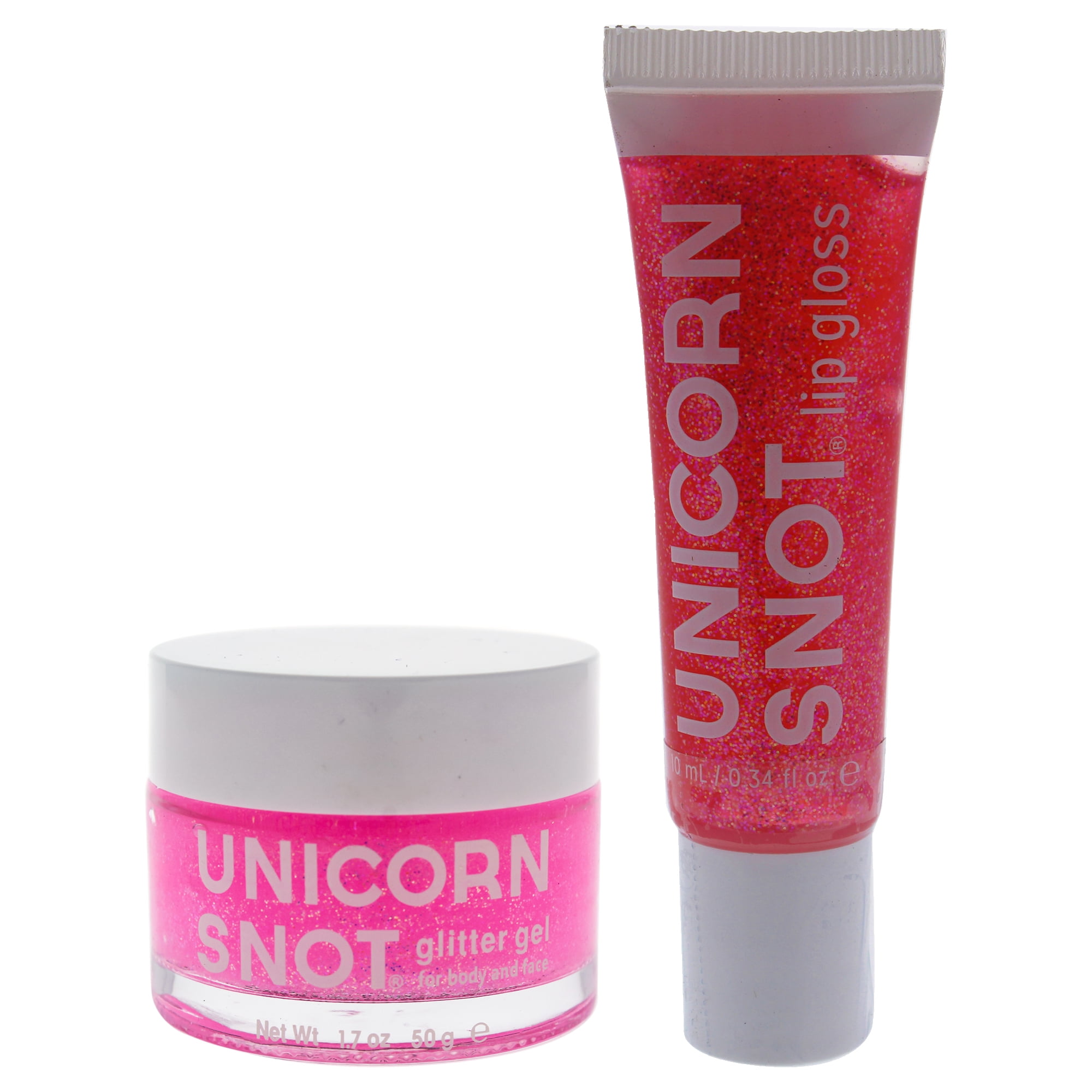 Unicorn Snot Gliter Lip Gloss and Gel Duo Pink 1.7oz Gel, 0.34oz Lip