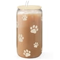 thumbnail image 2 of Taza para beber SANDJEST Vaso de vidrio con estampado de patas de 16 oz, 2 of 8