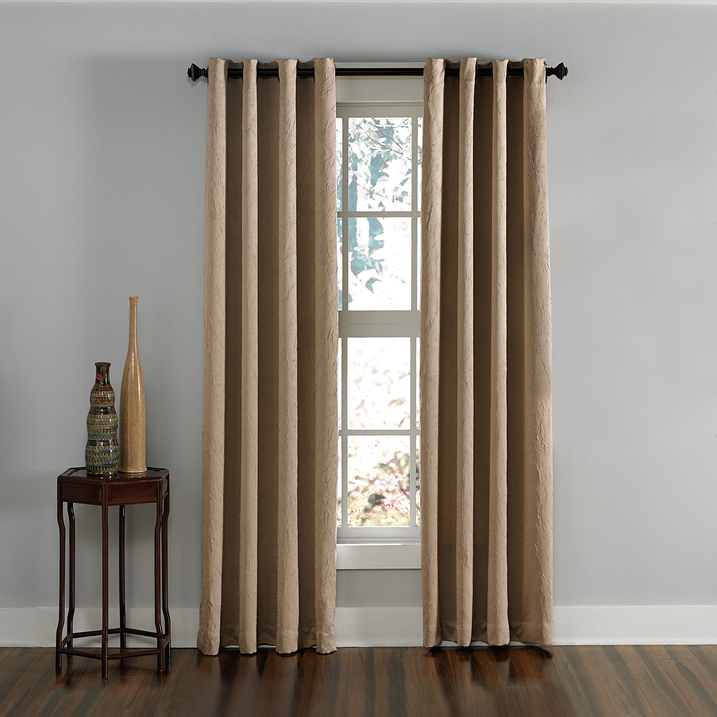 Curtainworks Lenox Grommet Curtain Single Panel, Indoor, 50"W x 120"L, Taupe, Adult