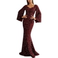 thumbnail image 1 of Vestido de noche, vestido ajustado de lentejuelas con mangas acampanadas., 1 of 5