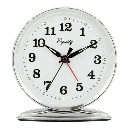 Equity Traditional Loud Bell Wind-Up Metal Alarm Clock, Silver, 24014