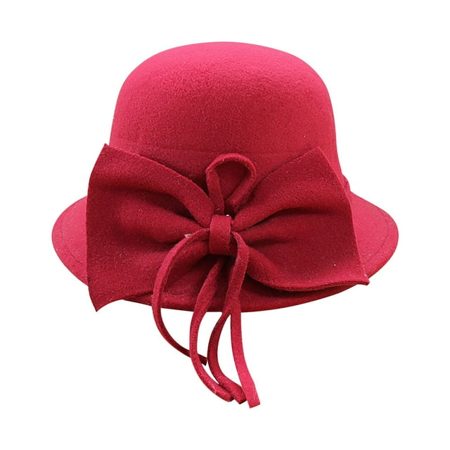Haut Rond Nœud Papillon Automne et Hiver pour Femmes Chapeau de Pêcheur Décontracté Petit Chapeau Melon