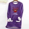thumbnail image 2 of Maqroz Festive Holiday Tops for Women Long Sleeve Crewneck Fleeced Lined Top Vintage Funny Christmas Pullover Casual Trendy Pullovers Vacation Loose Sweatshirt with Pockets, 2 of 6