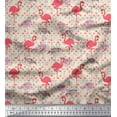 thumbnail image 1 of Soimoi Rayon Fabric Dots & Flamingo Bird Print Fabric by Yard 56 Inch Wide, 1 of 3