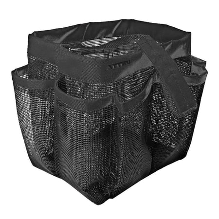 PreAsion Portable Mesh Bathroom Basket Bag Quick Dry Breathable Caddy Shower Tote (Black)