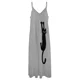 thumbnail image 4 of Vestido sin mangas con estampado de gato negro para mujer, elegante y holgado, traje de verano, 4 of 6