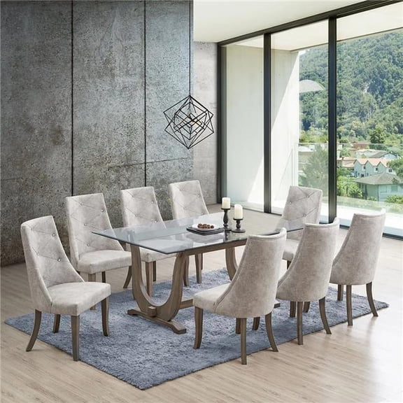 InRoom Furniture PC81-SI Dining Chairs, Silver & Brown - Set of 2