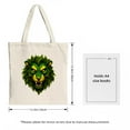 thumbnail image 3 of Vibrant Green Lion ' s Head Tote Bag - Fierce Design with Yellow Eyes Flowing Perfect for Shopping Travel & Parties, 3 of 4