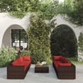 thumbnail image 1 of vidaXL 9 Piece Garden Lounge Set with Cushions Poly Rattan Brown, 1 of 5