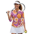 thumbnail image 3 of Binienty Boho Flower Women Sport Cloth Golf Tennis Shirts Soft and Comfortable Quarter Zip with Collar Shirt Machine Washable for Golf,Tennis,Hiking,Running,Gym, 3 of 7
