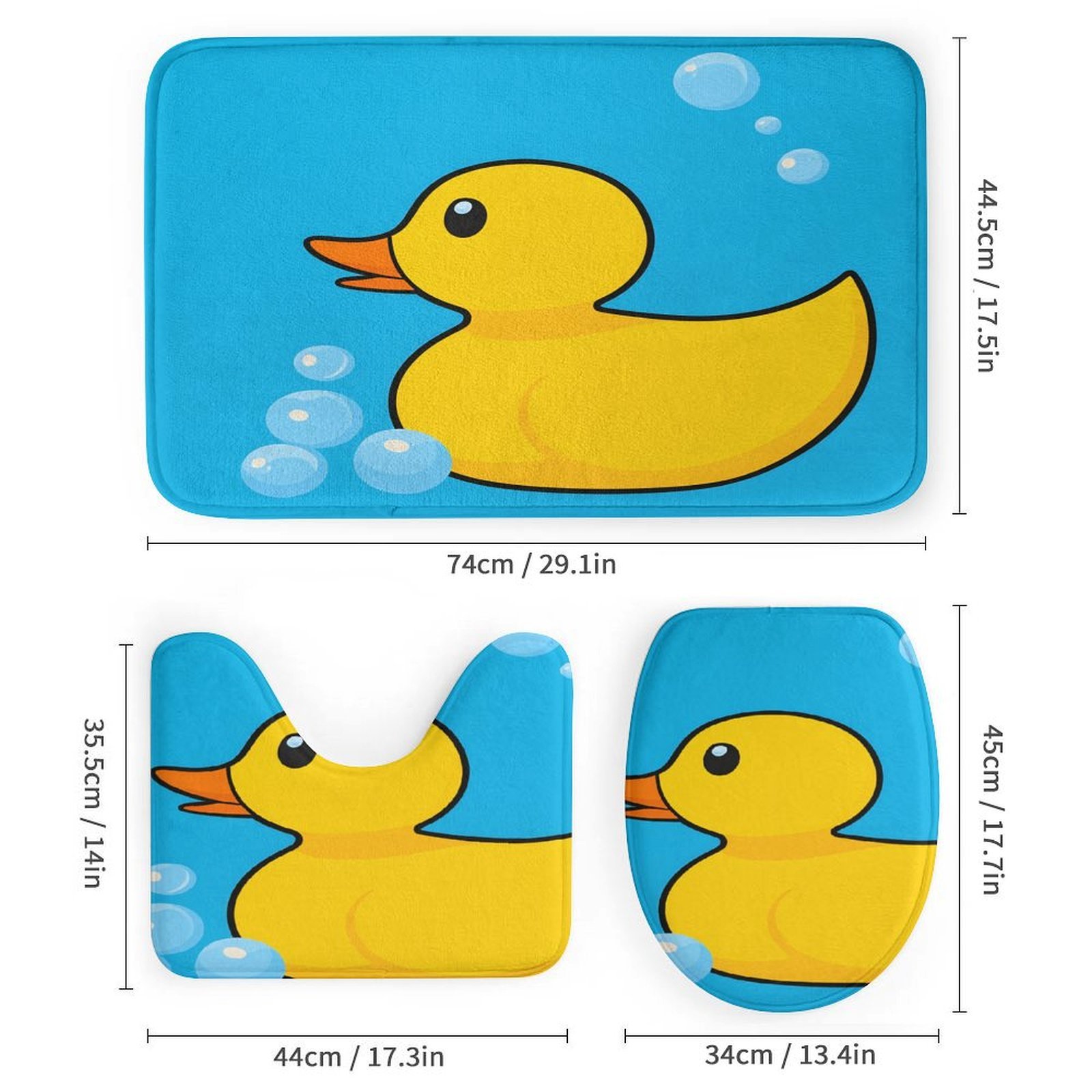 Bunch of Rubber Ducks Shower Curtain Bathroom Sets Toilet Lid Rug, Rugs Mat Bath Mat And Contour Mat, Shower Curtain 4Pcs
