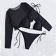 thumbnail image 4 of Traje de baño de 2 piezas para mujer, trajes de baño para mujer, traje de baño bikini de tres piezas de color liso para mujer, 4 of 4