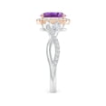 thumbnail image 3 of ANGARA Natural 1.15 Ct. Amethyst with Diamond Halo Ring in 14K Rose & White Gold for Women (Ring Size: 3), 3 of 10