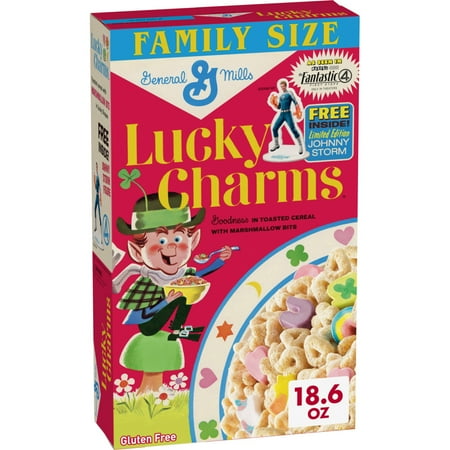Lucky Charms Cereal with Johnny Storm Figurine Walmart Exclusive Family Size 18.6 oz Lucky Charms Cereal with Johnny Storm Figurine Walmart Exclusive Family Size 18.6 oz