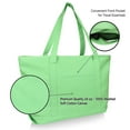 thumbnail image 4 of DALIX Women's Cotton Canvas Tote Handbag, Mint Green, 4 of 5